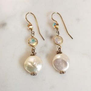 SOLD. NO LONGER AVAILABLE Coin Pearl Earrings